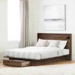 Full/Queen Lensky Platform Bed With Drawer Natural Walnut - South Shore -Famous Furniture Store GUEST a98e0828 17dd 4906 80e9 68cf8de1fc8b