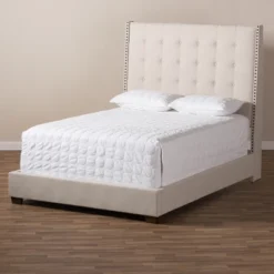 Georgette Modern And Contemporary Fabric Upholstered Bed - Baxton Studio -Famous Furniture Store GUEST aa71ea21 27e0 4596 a66e 1fa6e5c86feb