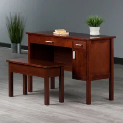 2pc Emmett Desk Set With Bench Walnut - Winsome 11 2pc Emmett Desk Set With Bench Walnut - Winsome -Famous Furniture Store GUEST ab224cdf adac 471c 972e 8d1e0a364f2c