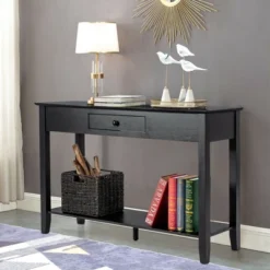 Costway Console Table With Drawer Shelf 2 Tier Sofa Side Accent Table Black -Famous Furniture Store GUEST ab786458 53a3 4586 bd8d 503fad269307