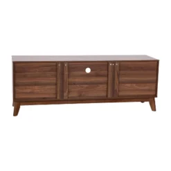 60" Haisley Mid-Century Modern TV Stand For TVs Up To 64" With Adjustable Shelves Dark Walnut - Taylor & Logan -Famous Furniture Store GUEST abb252cc 4d7f 4450 b5fc c9f03a4c7429
