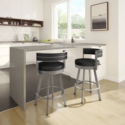 26" Browser Swivel Counter Height Barstool With Upholstered Seat - Amisco 3 26" Browser Swivel Counter Height Barstool With Upholstered Seat - Amisco