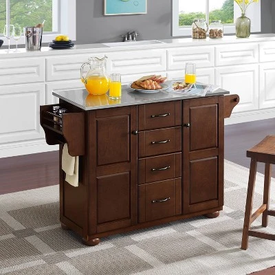 Eleanor Stainless Steel Top Kitchen Island Mahogany/Stainless Steel - Crosley 5 Eleanor Stainless Steel Top Kitchen Island Mahogany/Stainless Steel - Crosley - Image 3