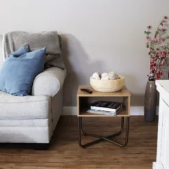 Sunnydaze Decor Sunnydaze Indoor Industrial-Style Nightstand With Open Shelf - MDP - Brown -Famous Furniture Store GUEST adda876f cbb4 4a19 b8ae 02db93f6a1c6