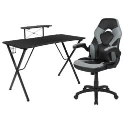 Emma And Oliver Gaming Desk & Chair Set With Cup Holder, Headphone Hook, And Monitor Stand -Famous Furniture Store GUEST ae2e9b8b 9a7b 483b bd71 c390b00712b7