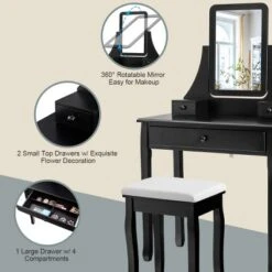 Costway Square Mirror Dressing Table Set Makeup Vanity For Bedroom, Living Room White/Black 18 Costway Square Mirror Dressing Table Set Makeup Vanity For Bedroom, Living Room White/Black -Famous Furniture Store GUEST aeca0743 dd6b 42e0 b42f 8e0b449e2d8e