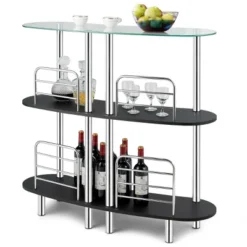 Costway Decorative Storage Cabinets Home Liquor Pub Table W/Tempered Glass Top & 2 Shelves 18 Costway Decorative Storage Cabinets Home Liquor Pub Table W/Tempered Glass Top & 2 Shelves -Famous Furniture Store GUEST afa6b616 acc4 4a76 8468 a156d863cbde