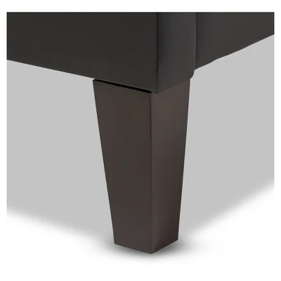 Lancashire Modern And Contemporary Faux Leather Upholstered Bed Frame With Tapered Legs - Baxton Studio 4 Lancashire Modern And Contemporary Faux Leather Upholstered Bed Frame With Tapered Legs - Baxton Studio - Image 2