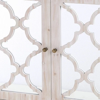 Two Door With Mirrored Front Storage Cabinet Whitewash - StyleCraft 6 Two Door With Mirrored Front Storage Cabinet Whitewash - StyleCraft - Image 4