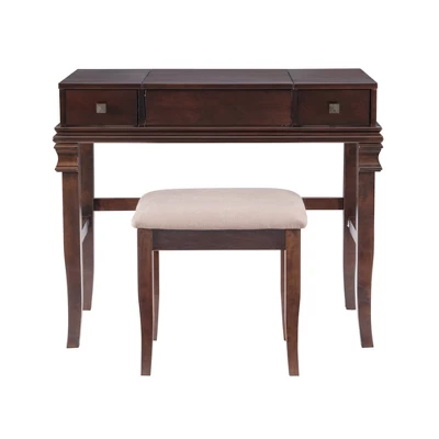 Home Angela Vanity Set Walnut - Linon 6 Home Angela Vanity Set Walnut - Linon - Image 4