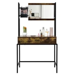 Costway Industrial Vanity Table With 3-Height Adjustable Mirror Storage Bag Large Drawer -Famous Furniture Store GUEST b2afe32c 2016 4ddb b92a f2a913e9b69a