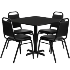 Emma And Oliver 36" Square Laminate X-Base Table Set With 4 Banquet Chairs -Famous Furniture Store GUEST b2ebe581 59eb 4004 9e5c eff762dcd7f1