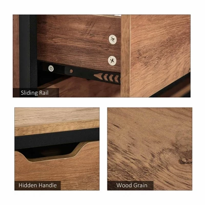 HOMCOM L-Shaped Home Office Writing Desk With Storage Shelf Drawer Industrial Corner PC Study Table Computer Workstation Brown 7 HOMCOM L-Shaped Home Office Writing Desk With Storage Shelf Drawer Industrial Corner PC Study Table Computer Workstation Brown - Image 5