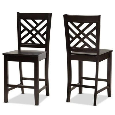2pc Caron Wood Counter Stool Set - Baxton Studio 10 2pc Caron Wood Counter Stool Set - Baxton Studio - Image 8