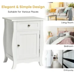 Costway Accent End Table With Drawer Storage Cabinet Wooden Nightstand White -Famous Furniture Store GUEST b56e6e6b e63b 4376 b85b 21995c819f8f