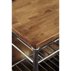 Orleans Kitchen Island Stainless Steel Base With Wood Top Brown - Homestyles