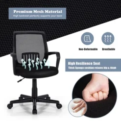 Costway Height Adjustable Mid-Back Mesh Chair Executive Chair W/ Lumbar Support 18 Costway Height Adjustable Mid-Back Mesh Chair Executive Chair W/ Lumbar Support -Famous Furniture Store GUEST b601e402 1291 4e1e 9e29 e45b0075b34f