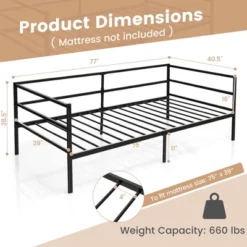 Costway Twin Daybed Sofa Bed Frame Metal Platform With Headboard For Guest - Living Room -Famous Furniture Store GUEST b653f135 2921 4d71 8989 663625343534
