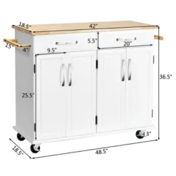 Costway Kitchen Trolley Island Utility Cart Wood Top Rolling Storage Cabinet Drawers White -Famous Furniture Store GUEST b68dbe55 f1e2 40d9 a338 e75efe785e7d