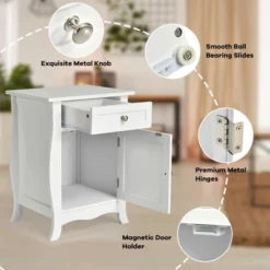 Costway Accent End Table With Drawer Storage Cabinet Wooden Nightstand White -Famous Furniture Store GUEST b7a4475c badd 4f9e 89be 1b702ddfd723