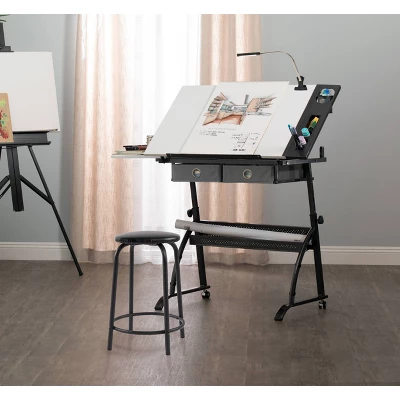 Core Drawing Table And Stool Set Charcoal Black/White - Studio Designs 20 Core Drawing Table And Stool Set Charcoal Black/White - Studio Designs - Image 18
