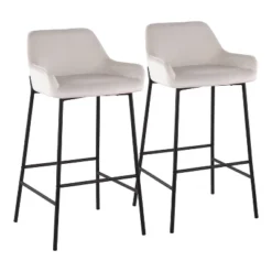 Set Of 2 Daniella Metal/Velvet Barstools - LumiSource -Famous Furniture Store GUEST b885a9e9 4ea6 4534 b967 ad088b121715