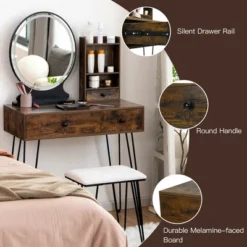Costway Vanity Table Set Lighted Mirror Storage Drawer Shelf Cushion Stool 16 Costway Vanity Table Set Lighted Mirror Storage Drawer Shelf Cushion Stool -Famous Furniture Store GUEST b8a94e62 95d6 4e2f aeab b8dfe7f7a0c4