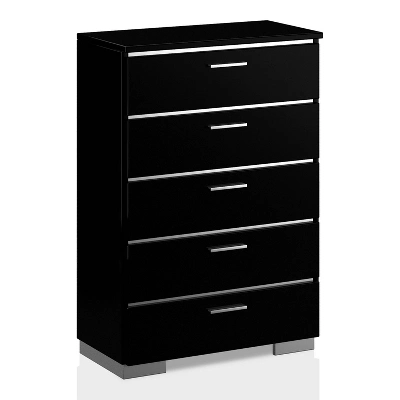 3pc Shorehaven Contemporary Nightstand And Chest California King Bedroom Set Black/Chrome - MiBasics 6 3pc Shorehaven Contemporary Nightstand And Chest California King Bedroom Set Black/Chrome - MiBasics - Image 4