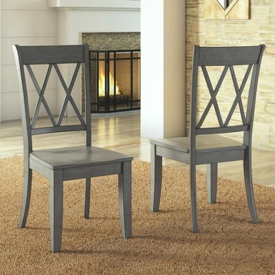 Set Of 2 South Hill X Back Dining Chair Antique Gray - Inspire Q 4 Set Of 2 South Hill X Back Dining Chair Antique Gray - Inspire Q - Image 2