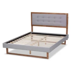 Full Livinia Fabric Upholstered Wood Platform Bed Light Gray/Ash Walnut - Baxton Studio -Famous Furniture Store GUEST bad3642c 755a 490a 9dc1 fac26b64ccb9