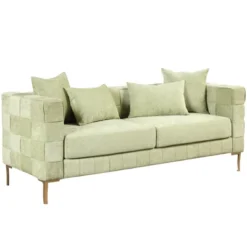 80.5" Modern Upholstered Sofa With Golden Metal Legs And 4 Pillows-ModernLuxe -Famous Furniture Store GUEST bc21e6a4 3320 4e34 aa41 a005b9070a15