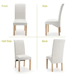 Set Of 4 Dining Chairs Upholstered Padded Side Chairs W/ Rubber Wood Legs BlackBeige -Famous Furniture Store GUEST bc388403 430c 4bc6 849a 8c42861cd93b