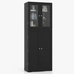 Costway Tall Storage Cabinet Kitchen Pantry Cupboard With Tempered Glass Doors & Shelves Black/White 20 Costway Tall Storage Cabinet Kitchen Pantry Cupboard With Tempered Glass Doors & Shelves Black/White -Famous Furniture Store GUEST bc71367a 78f5 408d ac76 a992f34489c3