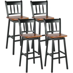 Costway Set Of 4 Swivel Bar Stools 30.5'' Pub Height Dining Bar Chairs CreamBlack -Famous Furniture Store GUEST bcb5995a 4ef7 4833 aa0f 1c9fac96f386