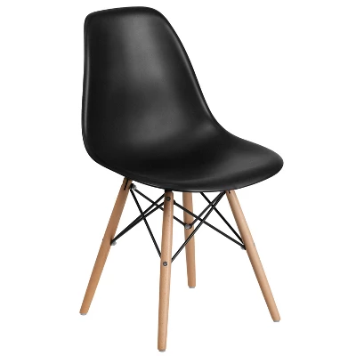 Emma And Oliver Plastic Accent Dining Chair With Wooden Legs 16 Emma And Oliver Plastic Accent Dining Chair With Wooden Legs - Image 14