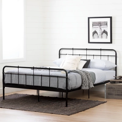 Queen Holland Metal Platform Bed With Headboard Black - South Shore 3 Queen Holland Metal Platform Bed With Headboard Black - South Shore