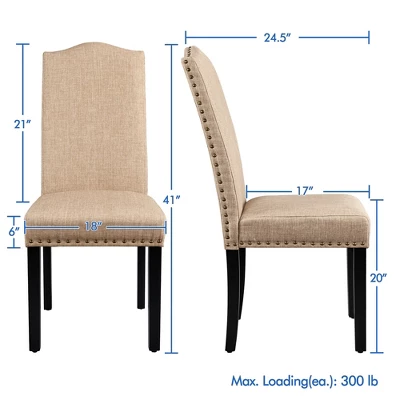 Yaheetech Set Of 2 Fabric Upholstered Classic Tall Back Dining Chair 4 Yaheetech Set Of 2 Fabric Upholstered Classic Tall Back Dining Chair - Image 2