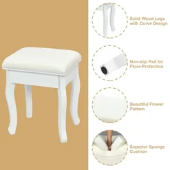 Costway Vanity Makeup Dressing Table Stool 4 Jewelry Wood Desk White -Famous Furniture Store GUEST bdf5537b 0631 43bf 9711 f719c7afd6ec