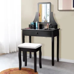 Costway Square Mirror Dressing Table Set Makeup Vanity For Bedroom, Living Room White/Black 13 Costway Square Mirror Dressing Table Set Makeup Vanity For Bedroom, Living Room White/Black -Famous Furniture Store GUEST be4a8a02 6684 4be9 9fd8 de45f69d8beb