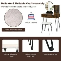 Costway Vanity Table Set Lighted Mirror Storage Drawer Shelf Cushion Stool 18 Costway Vanity Table Set Lighted Mirror Storage Drawer Shelf Cushion Stool -Famous Furniture Store GUEST be9593c1 901c 4fe9 b748 ddd7a8d6de0d