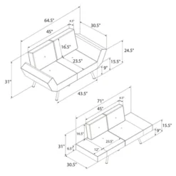 RealRooms Euro Upholstered Tufted Loveseat Futon With Storage Pockets -Famous Furniture Store GUEST be996b60 a7be 4c15 b0e0 c97236483dce
