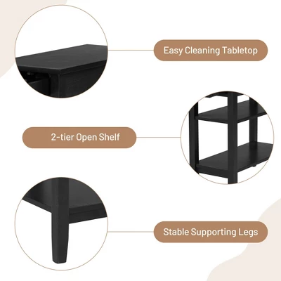 Costway 2PCS 3-Tier End Table Sofa Side Table Nightstand W/ Shelf & Drawer 5 Costway 2PCS 3-Tier End Table Sofa Side Table Nightstand W/ Shelf & Drawer - Image 3