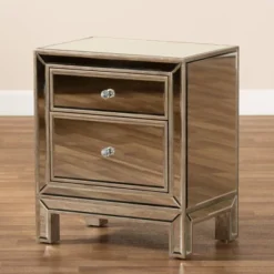 Fadri 2 Drawers Mirrored Nightstand - Baxton Studio 13 Fadri 2 Drawers Mirrored Nightstand - Baxton Studio -Famous Furniture Store GUEST bf536c66 6ef0 403b beda dfba6e1aeff0