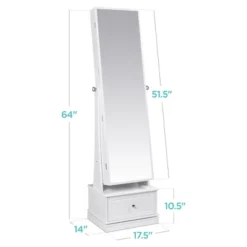 Best Choice Products 360 Swivel Standing Mirrored Jewelry Cabinet, LED-Lit Makeup Organizer W/ Mirror - White -Famous Furniture Store GUEST bfb5e473 a483 4ec3 a1fa aec0ddfb6dc2