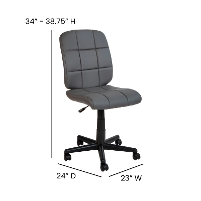 Emma And Oliver Mid-Back Quilted Vinyl Swivel Task Office Chair 5 Emma And Oliver Mid-Back Quilted Vinyl Swivel Task Office Chair - Image 3