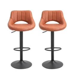 HOMCOM Modern Bar Stools Set Of 2 Swivel Bar Height Barstools Chairs With Adjustable Height, Round Heavy Metal Base, And Footrest -Famous Furniture Store GUEST c04a6302 71da 4dcf 8492 26e145f4682d