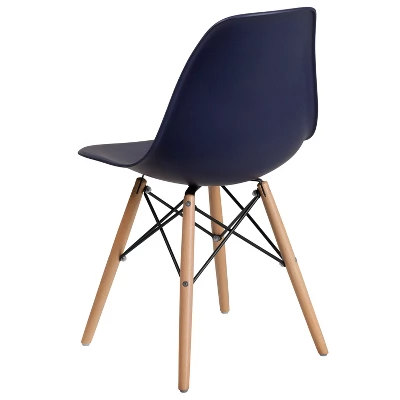 Emma And Oliver Plastic Accent Dining Chair With Wooden Legs 8 Emma And Oliver Plastic Accent Dining Chair With Wooden Legs - Image 6
