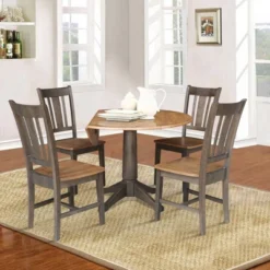 42" Round Dual Drop Leaf Dining Table With 4 Splat Back Chairs Hickory/Washed Coal - International Concepts 13 42" Round Dual Drop Leaf Dining Table With 4 Splat Back Chairs Hickory/Washed Coal - International Concepts -Famous Furniture Store GUEST c2455f28 3b6e 4b94 bb52 30f595c41ebf