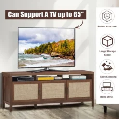 Costway TV Stand Entertainment Media Center For TV's Up To 65'' W/ Rattan Doors -Famous Furniture Store GUEST c27f2ba7 5a52 4590 a2c8 d7a696e28346