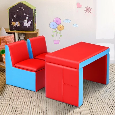 Costway Multi-functional Kids Sofa Table Chair Set 2 Seat Couch Furniture W/Storage Box 5 Costway Multi-functional Kids Sofa Table Chair Set 2 Seat Couch Furniture W/Storage Box - Image 3
